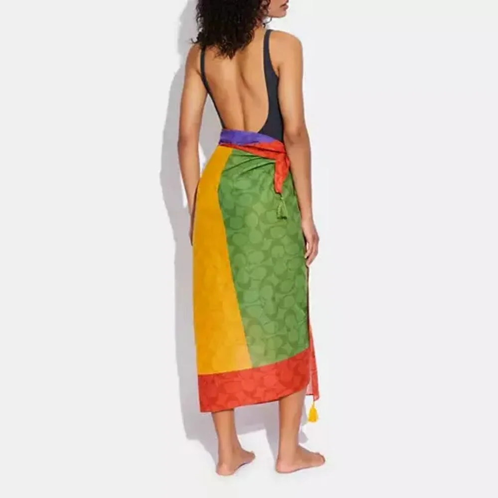 Authentic NWT Color block Signature Sarong Coach Scarf ((RARE))